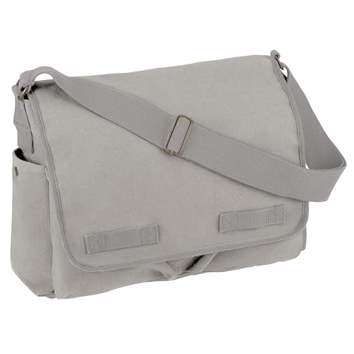Rothco Classic Canvas Messenger Bag | Durable Canvas Shoulder Bag, Crossbody Designed For EDC, Travel, Commuting, Organized Storage And Dependable Carry - color: Grey