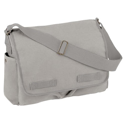 Rothco Classic Canvas Messenger Bag | Durable Canvas Shoulder Bag, Crossbody Designed For EDC, Travel, Commuting, Organized Storage And Dependable Carry - color: Grey