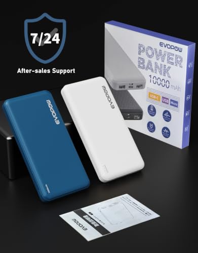 2-Pack Portable Charger, 10000mAh Power Bank, Battery Pack, Battery Bank | Slimmer, Fast Charging, USB C in&Out, for iPhone Tablet Samsung Pixel Headphones etc (Blue&White) - color: Blue&White