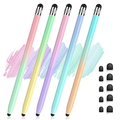 5Pcs Stylus Pens, 2 in 1 Stylists Stylus Pen for Touchscreen | Stylus for iPhone, iPad, Android Samsung Tablets Universal Touchscreen, High Sensitivity, Capacitive,with 10 Rubber Tips