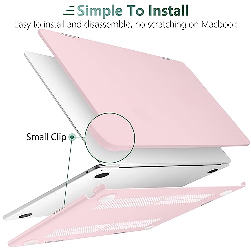 DONGKE Compatible with MacBook Air 13 inch Case M5 M4 M3 M2 2026 2025 2024-2022 A3449 A3240 A3113 A2681, Plastic Hard Shell & Keyboard Cover for MacBook Air 13.6 inch, Cream Solid Pink - color: Cream Solid Pink