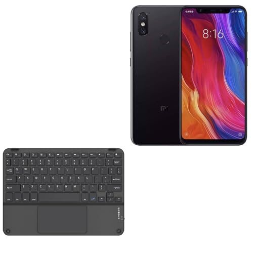 BoxWave Keyboard Compatible with Xiaomi Mi 8 - SlimKeys Bluetooth Keyboard with Trackpad, Portable Slim TouchPad - Jet Black