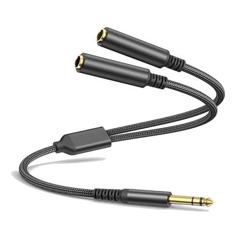 1/4 TRS Stereo Audio Cable for Guitar or Mixer with Jack Output, 1 FT, 1 Pack, Black, Splitter Y Adapter, 6.35mm Male to Dual 6.35mm Female Jack Cable - size: 1 FT 1 Pack, style: 1/4 TRS Stereo Audio Cable