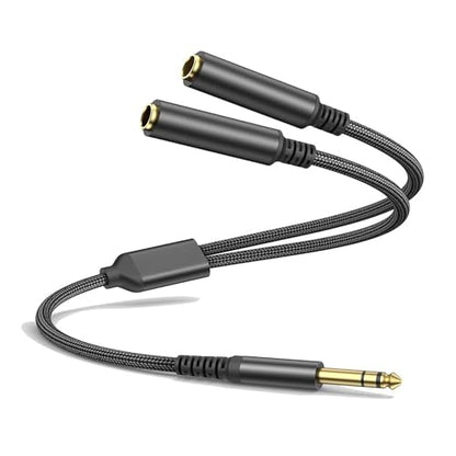 1/4 TRS Stereo Audio Cable for Guitar or Mixer with Jack Output, 1 FT, 1 Pack, Black, Splitter Y Adapter, 6.35mm Male to Dual 6.35mm Female Jack Cable - size: 1 FT 1 Pack, style: 1/4 TRS Stereo Audio Cable