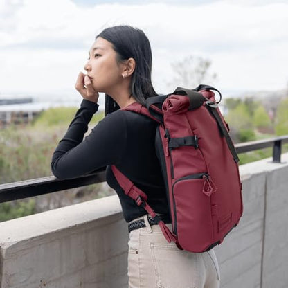 WANDRD PRVKE Rolltop 15L V4 Photography Bundle – Compact Travel Camera Backpack with Essential Camera Cube and Laptop Sleeve - color: Rhone Burgundy, size: 15L (Photography Bundle), style: Rolltop