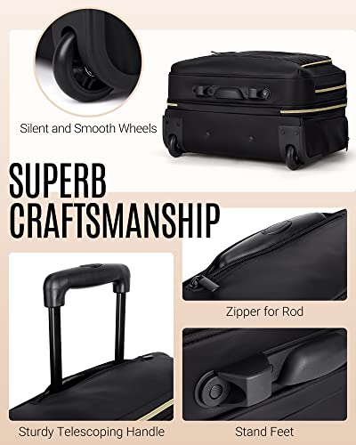 LIGHT FLIGHT Rolling Laptop Bag Rolling Briefcase for Women Computer Bag with Wheels Case for Carry on Travel Work Business