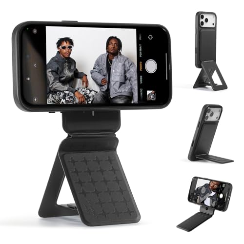 MOFT Phone Tripod Stand x Tombogo, Selfie Stick for iPhone, Mulit-Angle | Pocket Size | Strong Magnets l MOVAS Leather | Magsafe Compatible | Easy to Charge | Stylish |For Content Creators - color: Jet Black x Tombogo, size: Without Card Slot