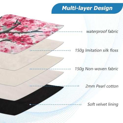 Pink Cherry Blossom Tree Laptop Sleeve 15 16 Inch Puffy Quilted Carrying Case Protective Computer Bag Waterproof Laptops Sleeve for Women Men - color: Cherry Blossom, size: Large