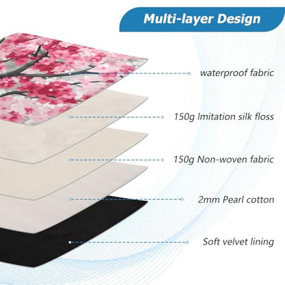 Pink Cherry Blossom Tree Laptop Sleeve 15 16 Inch Puffy Quilted Carrying Case Protective Computer Bag Waterproof Laptops Sleeve for Women Men - color: Cherry Blossom, size: Large