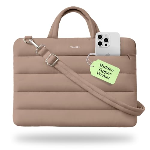 Vandel 15-16 inch Laptop Carrying Case Sleeve w. Strap, Shoulder Bag Handle | Fits Macbook Air 15, Macbook Pro 16 Carrying Case, 16 in Laptop Computer Bag for Women,15.6 in HP, Dell Messenger - color: 2. Latte, size: 15-16 Inch