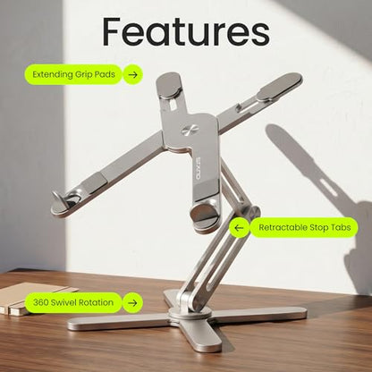 Model-X 2.0 Laptop Stand, Laptop Stand for Desk Adjustable Height | 360 Rotating Laptop Riser Aluminum Portable Foldable Computer Stand for MacBook Pro Air 10–17 in (Polar White) - color: Polar White