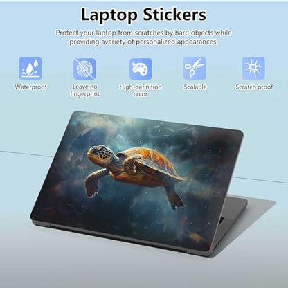Universal Laptop Skin Sticker with 2 Wrist Pad Skins, Waterproof Scratch Resistant Vinyl Laptop Cover Decal, Cut to Fit for 11–15.6 Inch MacBook HP Dell Lenovo, Galaxy Turtle - color: Galaxy Turtle