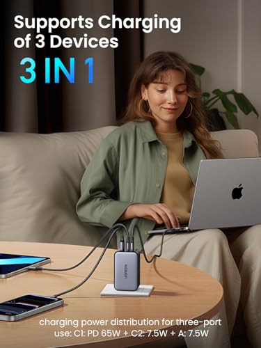 UGREEN Nexode X 100W GaN USB C Wall Charger, 3-Port Foldable Compact PPS Fast Power Adapter for MacBook Pro, iPad Pro/Air, iPhone 17/16/15 Series, Galaxy S25/S24 Ultra, Pixel 10/9, Steam Deck