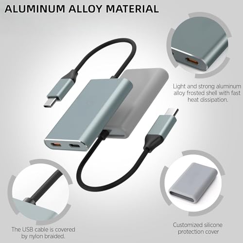 XREA L Hub Adapter, USB-C to Glasses Charging Adapter, 65W PD Charging & 4K@60Hz Output Compatible Switch 2/1, PS5, Mac, Laptops, Phone 17/16/15, for XR EAL Rokid Viture Ray Neo AR Glasses - color: Blue