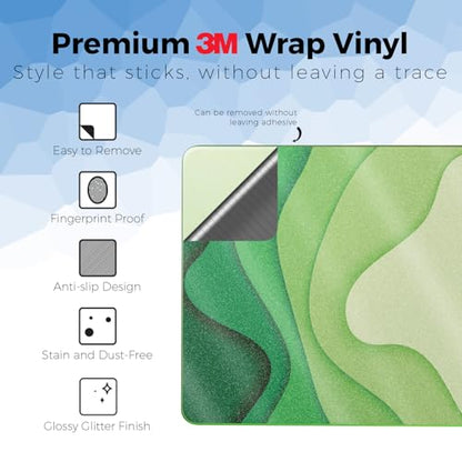 Glossy Glitter Laptop Skin Compatible with Apple MacBook Neo - Papercraft Green - Premium 3M Vinyl Protective Wrap Decal Cover - Easy to Apply | Crafted in the USA by MightySkins - color: Papercraft Green, size: MacBook Neo Full Cover Skin, style: Glossy