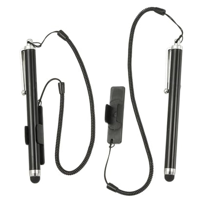 PATIKIL 2 Pcs Screen Capacitive Pen with Spring Rope Fixing Base High Sensitivity for Mobile Phone Car Navigation GPS POS Tablet Laptop, Black - color: Black