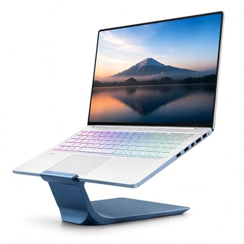 Laptop Stand for Desk – Ergonomic Laptop Riser, Improves Posture & Reduces Neck Pain, Stable No-Wobble Design, Cooling Airflow, Fits 10–17” Laptops, Office & Home Setup (Metal Blue) - color: Metal Blue