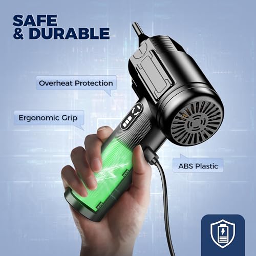 Compressed Air Duster, Rechargeable Electric Air Blower with Multiple Attachments, Cordless Dust Cleaner for Keyboard and Electronics
