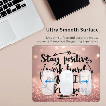 Stay Positive Work Hard and Make It Happen Gaming Computer Keyboard Cute Mouse Pad with Anti-fray Stitching, Premium-Textured Alfombrilla para Mouse with Non-Slip Rubber Base, 10 x 12 inch - color: Stay Positive Work Hard and Make It Happen