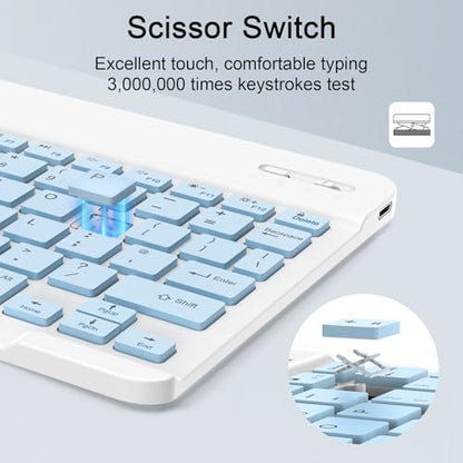 Wireless Keyboard and Mouse Combo, Rechargeable Bluetooth Keyboard & Mouse with 2.4 GHz Wireless USB Receiver, Compatible with iPad, Smartphone, PC, Laptop, Windows/iOS/Android, Blue - color: Blue+Mouse