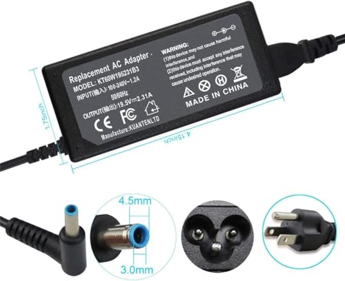 65W 45W AC Charger Fit for HP 17-cn4010nr, 17t-cn200, 17-cn4047nr, 17-cp3047nr, 17t-cn300, 17t-cn400, 17z-cp200, 17z-cp300 Laptop Power Supply Cord Adapter