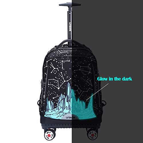 Rolling Backpack with Wheels for Travel, Roller Backpack for Women, Wheeled Laptop Bag Fits 15.6 Inch Notebook - color: Constellation