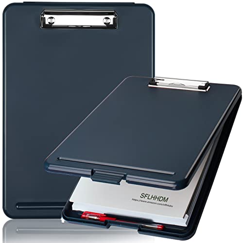 Clipboard with Storage,Storage Clipboard with Clip,Clipboards Foldable for Nurse,for 8.5x11 Paper Clip Boards,A4 Clipboards Case with Smooth Writing for Office Supplies Clip Board Case-Gray Blue - color: Gray Blue