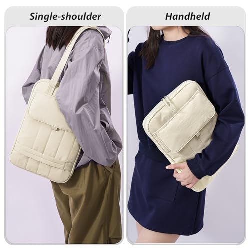 15.6 Inch Puffy Laptop Sleeve with Handle, Vertical Quilted Laptop Shoulder Bag with Luggage Strap, Compatible with 14-Inch Laptops, MacBook Pro/Air/Neo M5/M4/M3, for Women Travel Work (Yellow) - color: Yellow