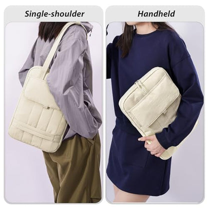 15.6 Inch Puffy Laptop Sleeve with Handle, Vertical Quilted Laptop Shoulder Bag with Luggage Strap, Compatible with 14-Inch Laptops, MacBook Pro/Air/Neo M5/M4/M3, for Women Travel Work (Yellow) - color: Yellow