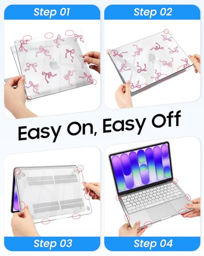 Fintie Case for MacBook Neo 13 Inch with Keyboard Skin & Screen Protector | 2026 A3404, Snap-On Design, Slim Fit, Hard Shell Cover, Crystal Bow - color: Crystal Bow