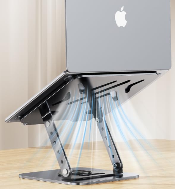 1-Piece Adjustable Laptop Stand 360° Rotation Design Height Adjustable Compatible with All 10-inch to 17-inch Laptops - color: Silver