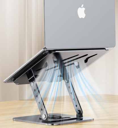 1-Piece Adjustable Laptop Stand 360° Rotation Design Height Adjustable Compatible with All 10-inch to 17-inch Laptops - color: Silver