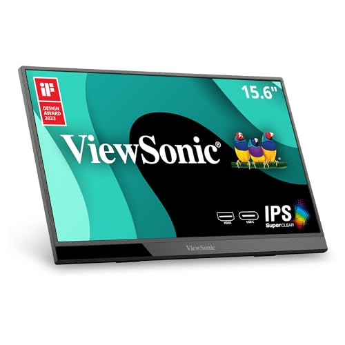 ViewSonic VX1655 16 Inch 1080p Portable Monitor for Laptop, IPS Display | USB C, Mini HDMI, Tripod Mount, Dual Speakers, Built In Stand, Laptop, Mac, PCs, Home Office, 60W Charging, Anti Glare Travel - style: 1080p