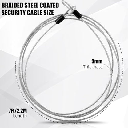 12 Pack Security Cable Luggage Lock with Loops 7 ft 3mm Braided Steel Coated Bike Cable Wire Double Loop Anti Theft Safety for U Lock, Padlock and Disc(Clear) - color: Clear, size: 7 ft