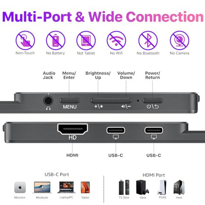 cocopar Portable Monitor 15.6 Inch 4K UHD 60Hz 145% sRGB Travel Monitor with Speaker HDMI USB-C Second Screen for Laptop MacBook Surface PC Xbox PS4/5, VESA Mountable, with Kickstand - size: 15.6 Inches