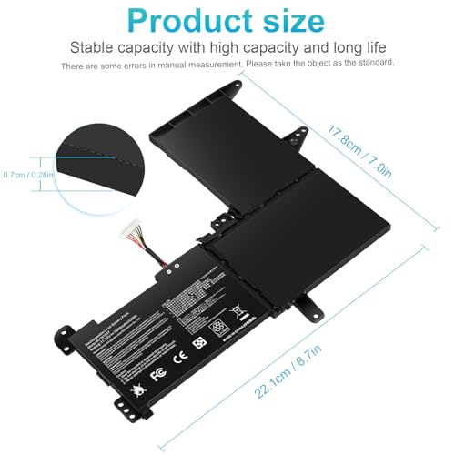 ASUNCELL B31N1637 C31N1637 Laptop Battery Replacement for ASUS VivoBook X510 X510U X510UQ X510UA X510UAR X510UF S15 S510U S510UF S510UQ S510UN S510UR S510UA F510 F510U F510UA F510QA B31B12H B31BI9H - size: B31N1637 8.94 × 4.96 × 0.71 in