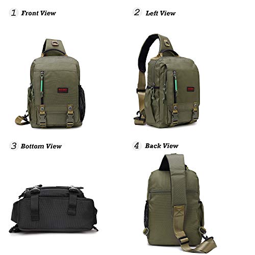 NICGID Sling Bags Chest Shoulder Backpacks, Laptop Backpack Crossbody Messenger Bag Travel Outdoor Men Women - color: Army Green-2483, size: 13.3 inch