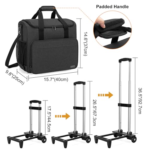 Trunab Rolling Teacher Bag, Teacher Tote Bag with Padded Sleeves | with Bottom Pad and Detachable Trolley, Wheeled Teacher Bag Holds up to 15.6” Laptop - color: Black