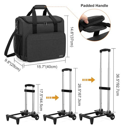 Trunab Rolling Teacher Bag, Teacher Tote Bag with Padded Sleeves | with Bottom Pad and Detachable Trolley, Wheeled Teacher Bag Holds up to 15.6” Laptop - color: Black