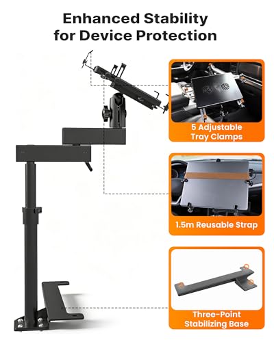 Truck Laptop Mount Fit for 19-26 Chevy Silverado, Tahoe, GMC Sierra, No-Drilling Vehicle-Specific Laptop Holder with Cooling Fan Adjustable Height for Work on The Go - size: Fit for Silverado, Sierra, Tahoe, Suburban, Yukon