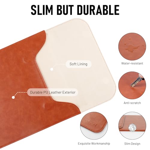 Allinside 11-12 inch Laptop Sleeve Case Compatible with MacBook Air 11 2010-2015/MacBook 12 2015-2017, Waterproof PU Leather Laptop Sleeve Bag Protective Vertical Case Cover, Brown - color: Brown, size: 11-12 in for Macbook Air 11/12/iPad