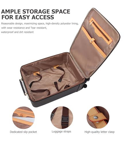feilario Waterproof PVC Business Carry On Luggage, TSA Lock, Spinner Wheels | Hidden aluminum alloy handle, laptop pocket and magnetic front pocket keep business essentials smooth through airports - color: Black