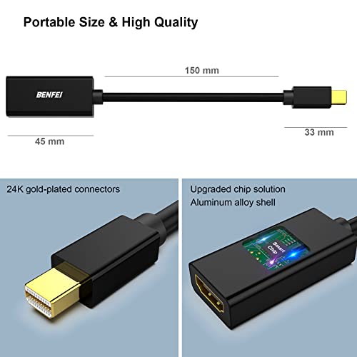 BENFEI Mini DisplayPort to HDMI, Mini DP(Thunderbolt) to HDMI Converter Gold-Plated Cord Compatible for MacBook Pro, MacBook Air, Mac mini, Microsoft Surface Pro 3/4, etc - size: 1 PACK