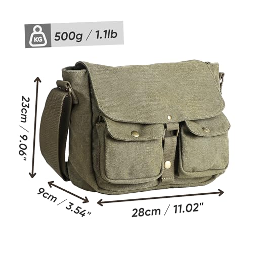 School Canvas Messenger Bag - Crossbody Shoulder Bag Vintage Satchel