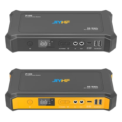 JIYHF Portable Power Bank with AC Outlet - 99.9Wh/27000mAh High Capacity Portable Power Station,100W AC + 65W PD USB-C + 5521 DC Ports for Business Travel, Home & Outdoor, Emergency Backup