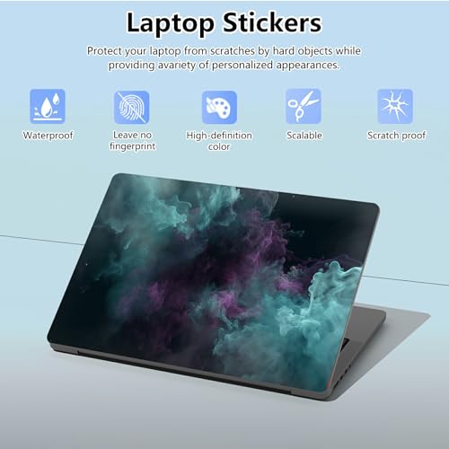 Universal Laptop Skin Sticker with 2 Wrist Pad Skins, Waterproof Scratch Resistant Vinyl Laptop Cover Decal, Cut to Fit for 11–15.6 Inch MacBook HP Dell Lenovo, Abstract Smoke - color: Abstract Smoke