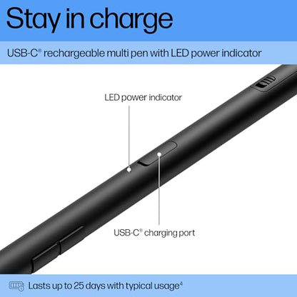 HP 700 Rechargeable Multi Pen Compatible Across Devices/Protocols USBC Charging, Long Battery Life, LED Indicator Customizable Buttons Adjustable Tilt & Pressure Thoughtfully Designed - style: Multi Pen