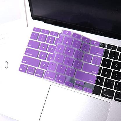 Batianda Ultra Thin Silicone Keyboard Cover for New MacBook Air 13 Inch 2020 2021 M1 Chip Model A2337 (with Touch ID & Retina Display) Waterproof and Dustproof Durable Laptop Protector, Purple - color: Purple