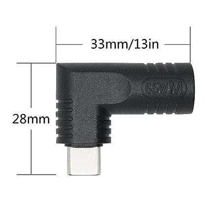 Right Angle DC 4506 to USB C Connector Adapter, 90 Degree PD 65W DC 4.5mm x 0.6mm to USB Type C Male Plug Power Charge Adapter for Laptop, Phone - Black - style: DC 4506 to USB Type c
