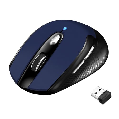 Wireless Mouse for Laptop, 2.4G Slim Silent Cordless Mouse with 6 Buttons, 3 Adjustable DPI (up to 1600), Portable Ergonomic Optical Computer Mouse for PC, MacBook, Chromebook, Windows